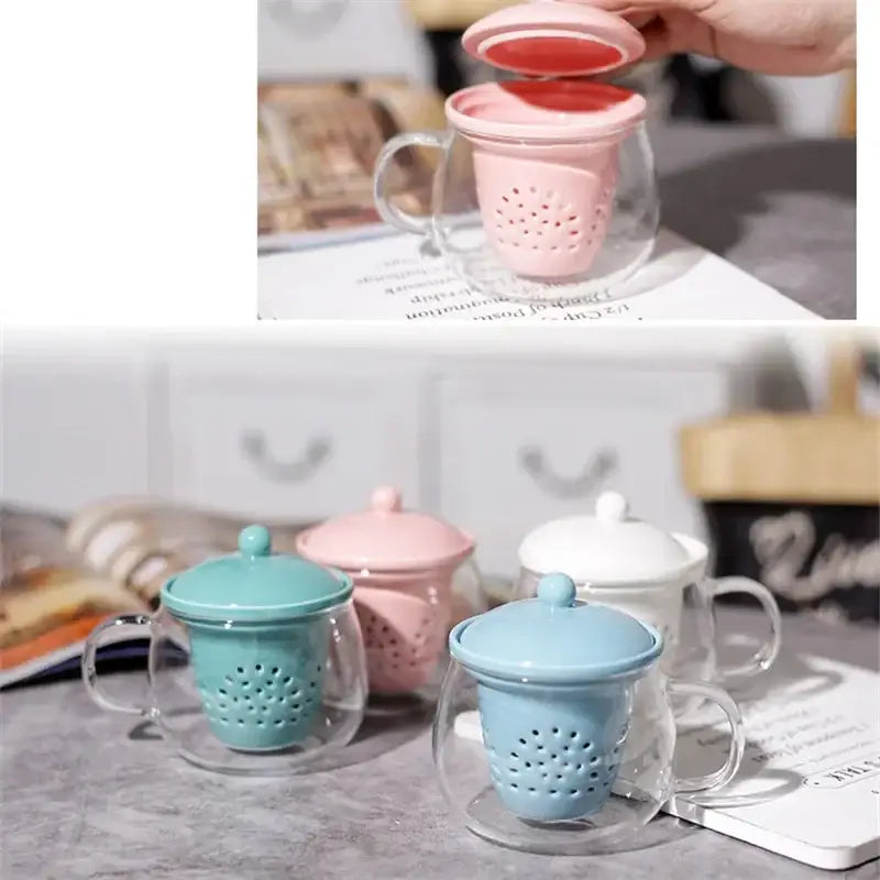 Modern glass teapot set with ceramic filter kitchen tea infuser