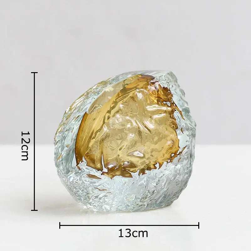 Blue textured glass vase with gold foil living room decor