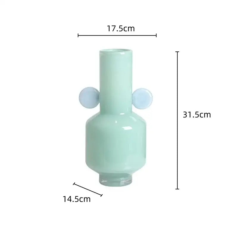 Blue & pink glass vase living room floral accessory