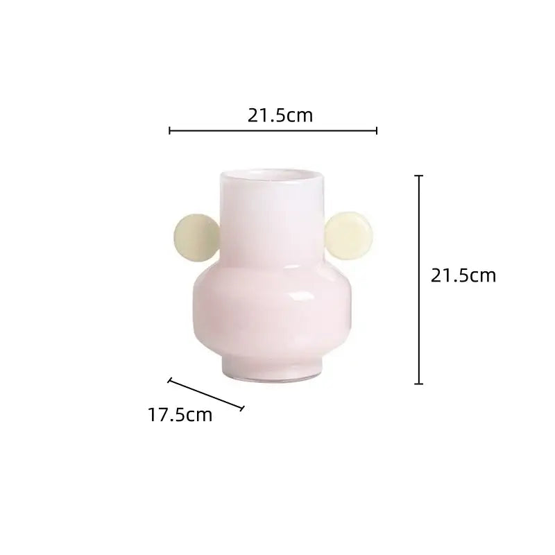 Blue & pink glass vase living room floral accessory