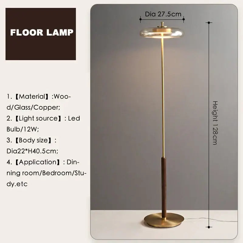 Decorbites gold lustre glass mushroom table lamp bedroom wood accent