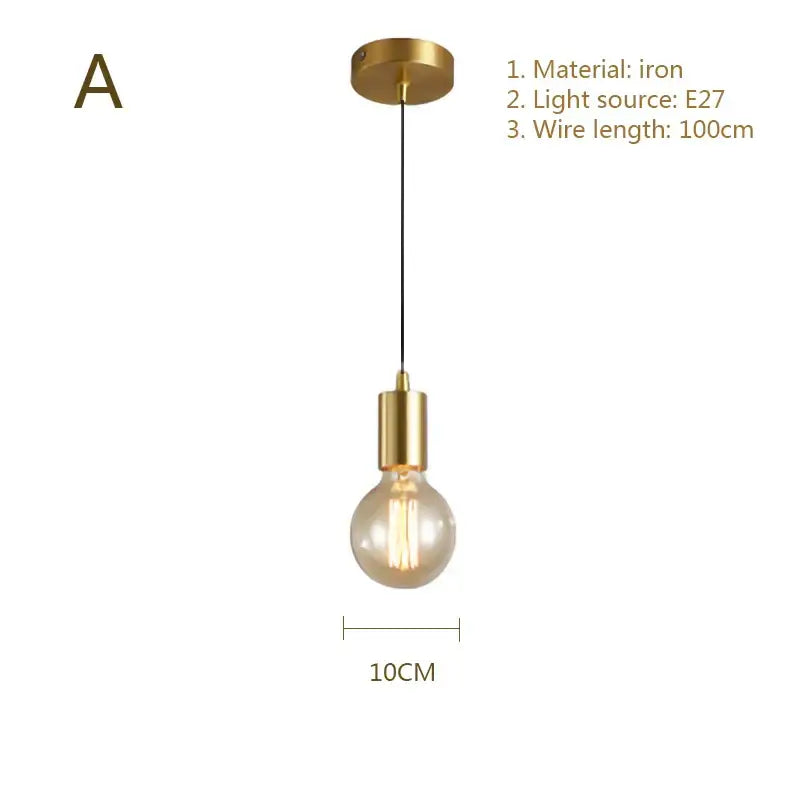 Decorbites gold modern pendant light glass filament dining room