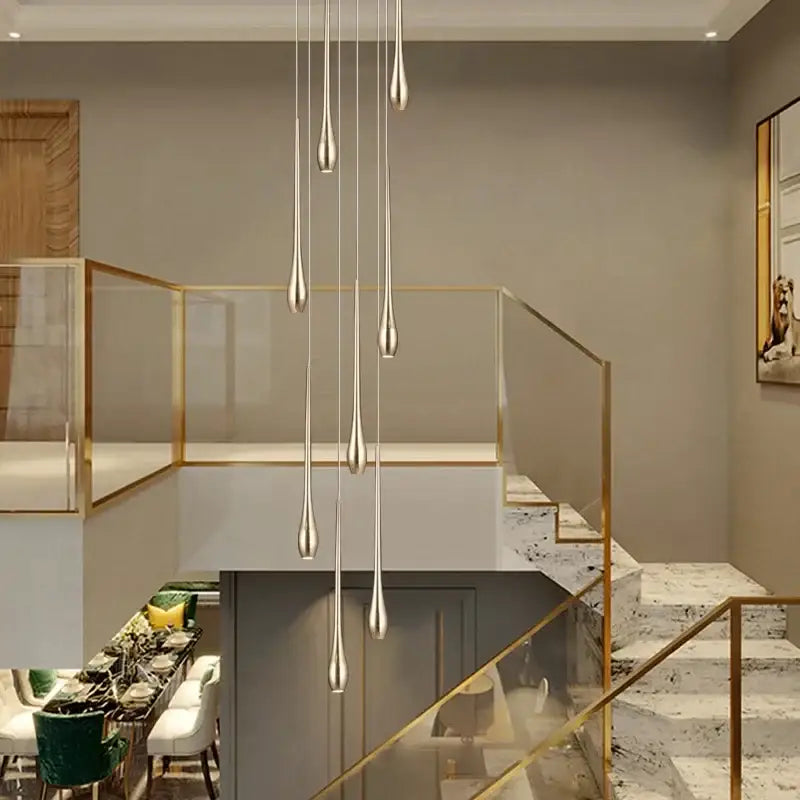 Decorbites gold-plated duplex teardrop chandelier living room light