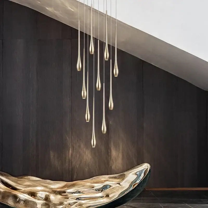 Decorbites gold-plated duplex teardrop chandelier living room light