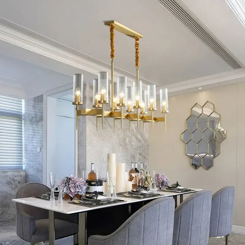 Decorbites gold plated nordic living room chandelier with glass shades