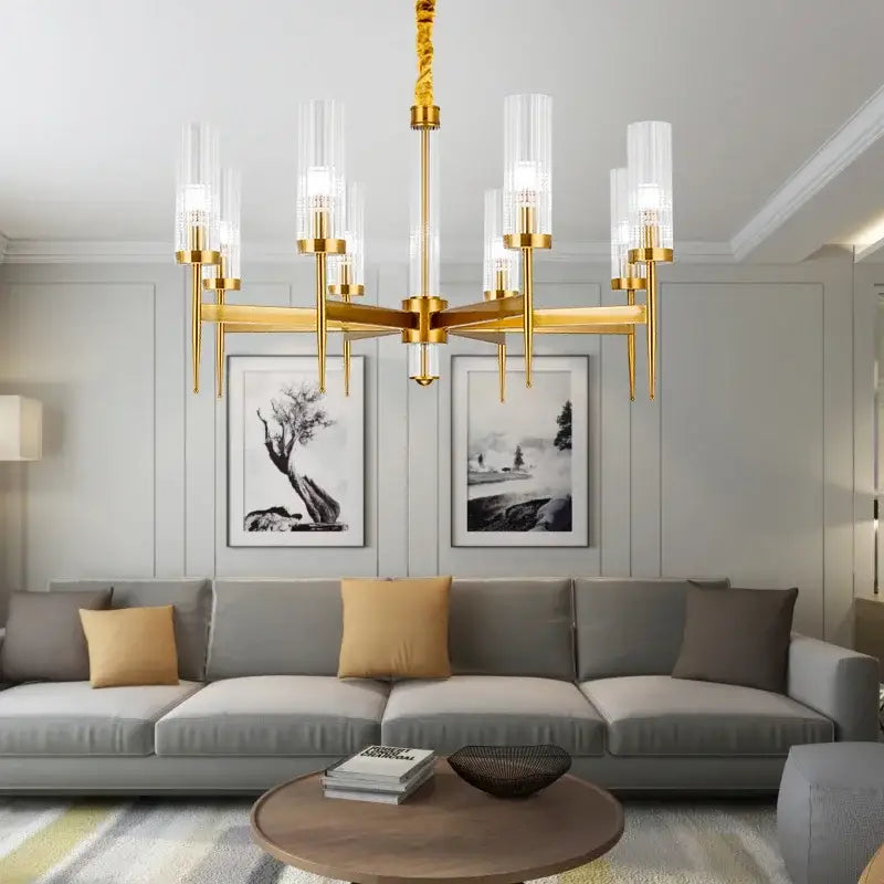 Decorbites gold plated nordic living room chandelier with glass shades