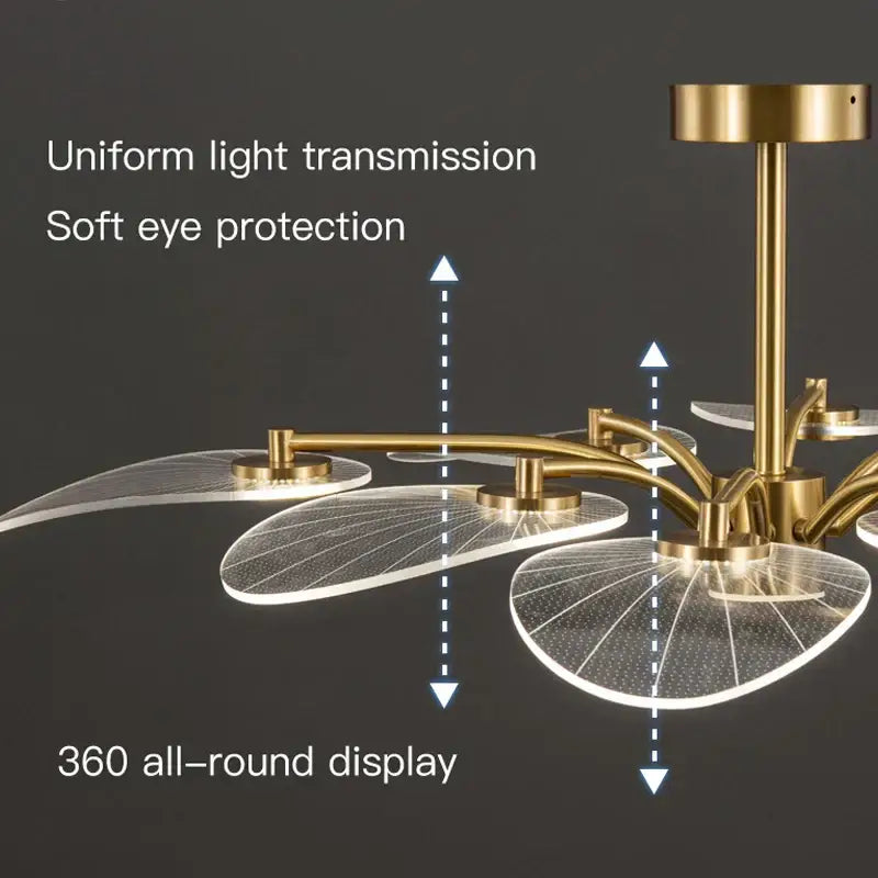 Decorbites golden art peacock led chandelier living room light