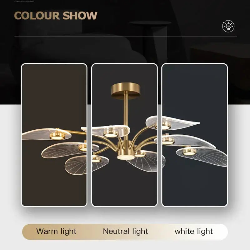 Decorbites golden art peacock led chandelier living room light
