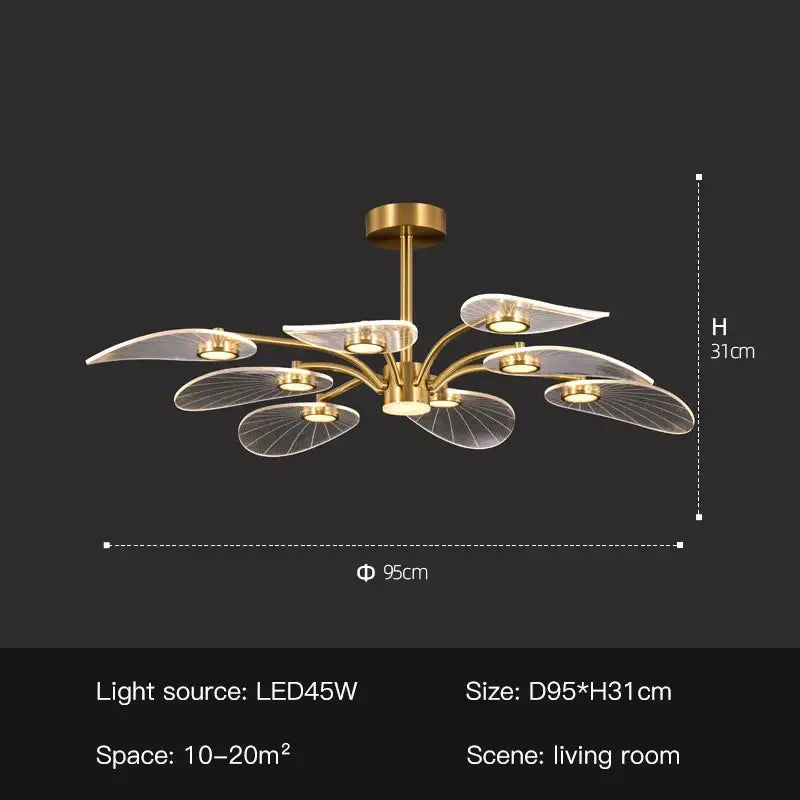 Decorbites golden art peacock led chandelier living room light