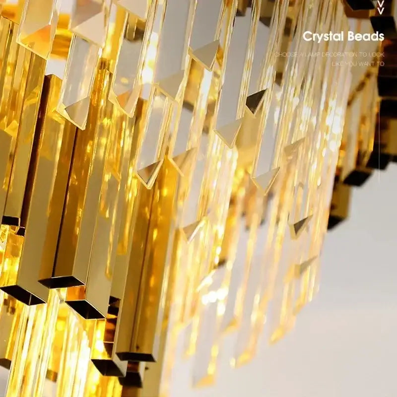 Decorbites golden luxury chandelier with crystal rods for living room