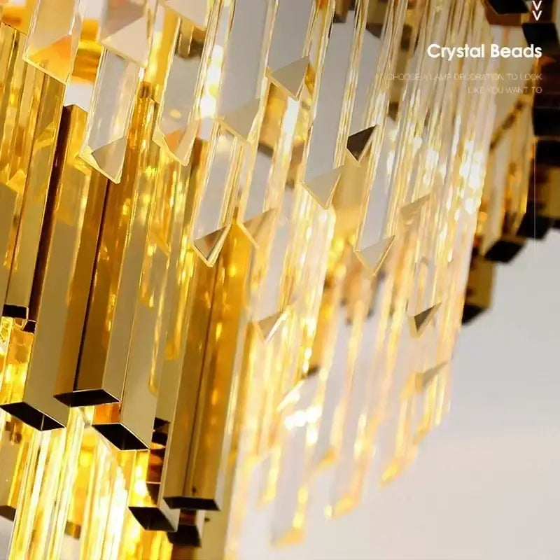 Decorbites golden luxury led crystal chandelier living room light