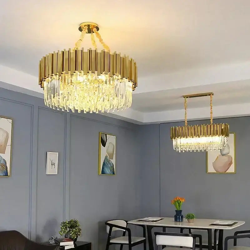 Decorbites golden luxury led crystal chandelier living room light