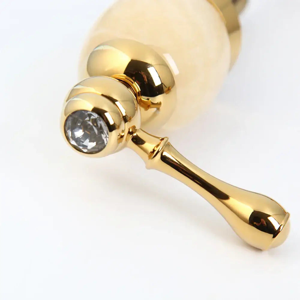 Decorbites golden plated waterfall bathtub faucet with marble handles