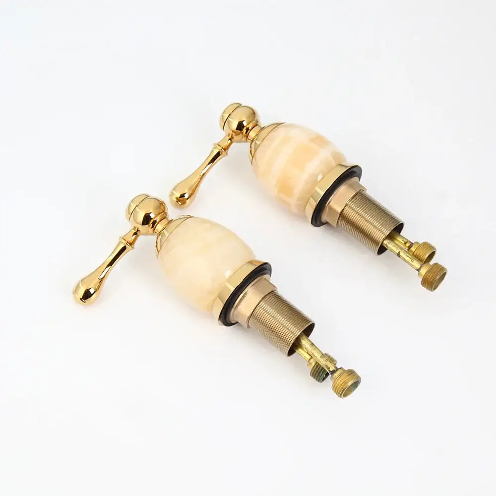 Decorbites golden plated waterfall bathtub faucet with marble handles