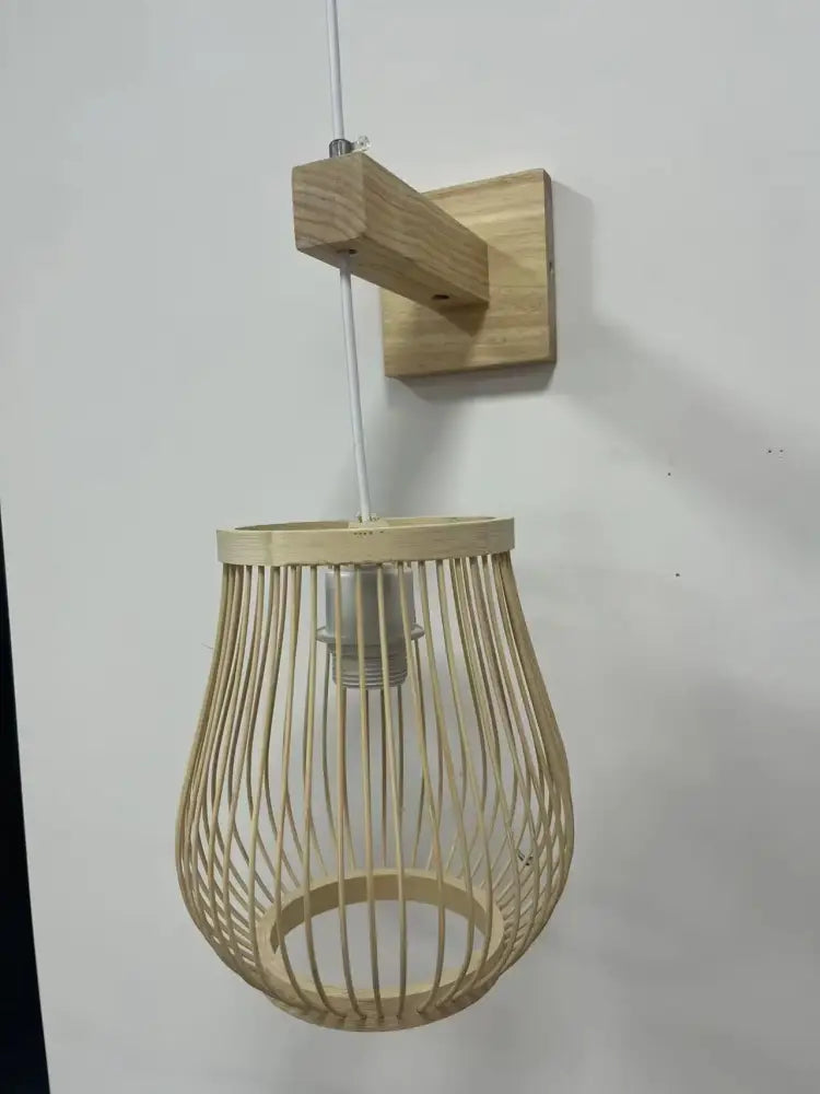 Boho natural bamboo pendant ceiling light dining room woven lamp