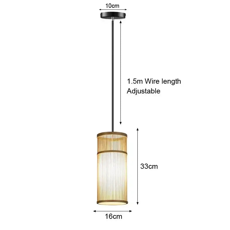 Boho natural bamboo pendant ceiling light dining room woven lamp