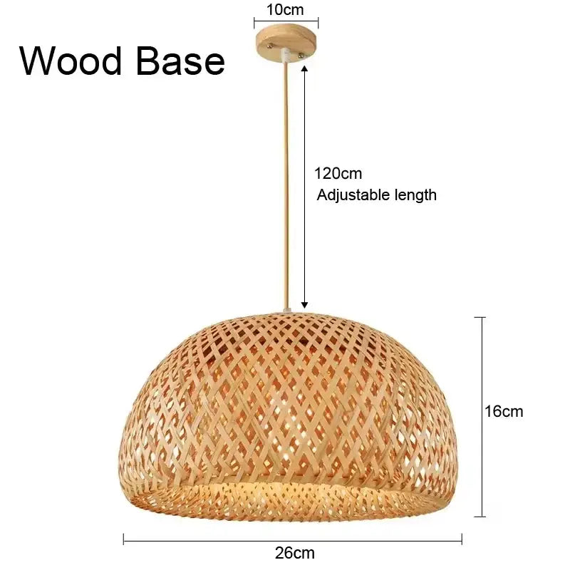 Boho natural bamboo pendant ceiling light dining room woven lamp