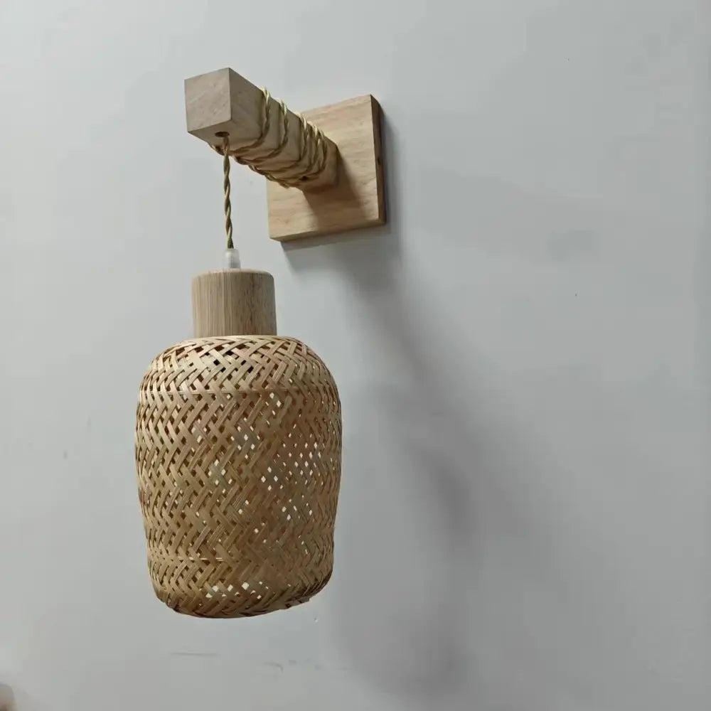 Boho natural bamboo pendant ceiling light dining room woven lamp