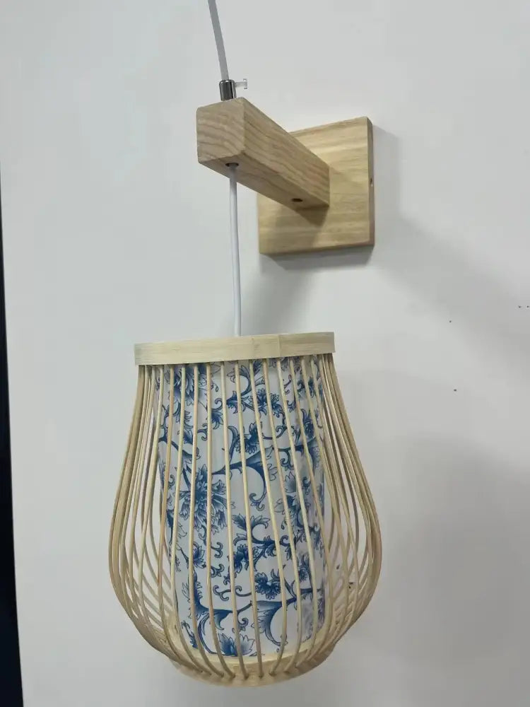 Boho natural bamboo pendant ceiling light dining room woven lamp