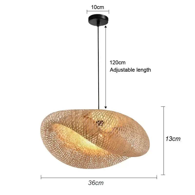 Boho natural bamboo pendant ceiling light dining room woven lamp