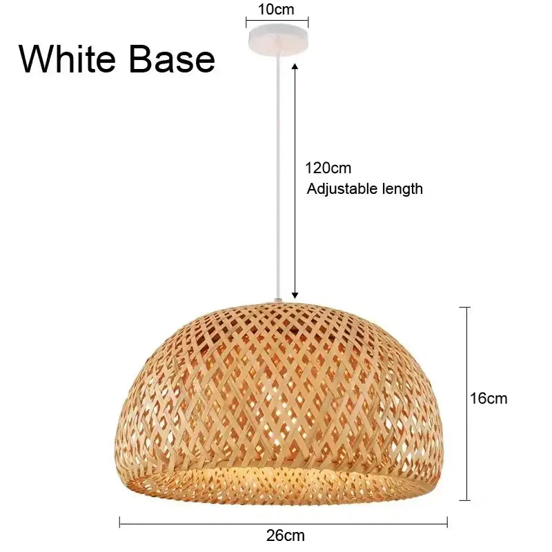 Boho natural bamboo pendant ceiling light dining room woven lamp