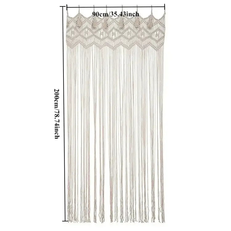 Boho cream macrame door curtain wall hanging for living room