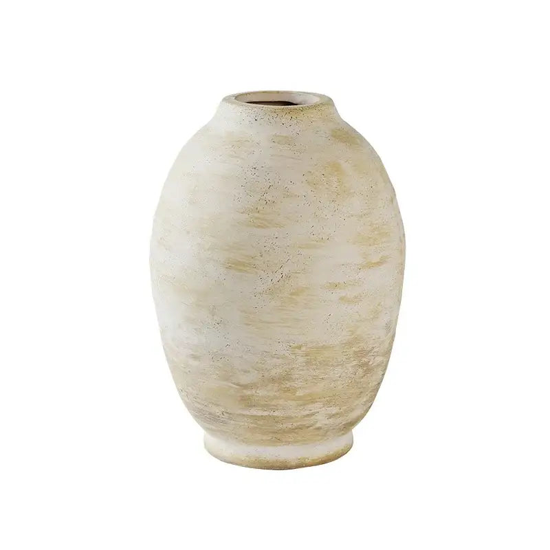 Rustic white speckled handmade ceramic vase living room decor