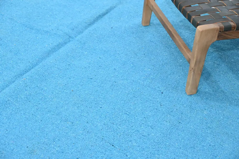 Handmade traditional azilal rug turquoise living room decor with tassels