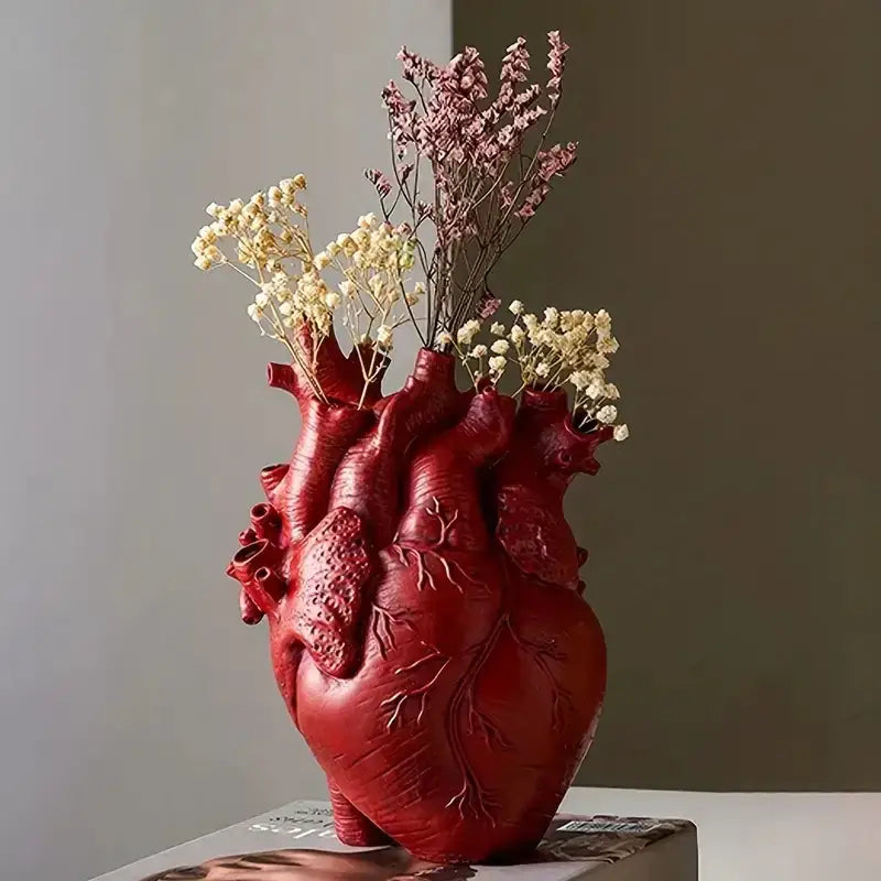 Anatomical heart shape resin vase living room decor