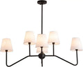 Decorbites industrial style black metal chandelier with white shades living room