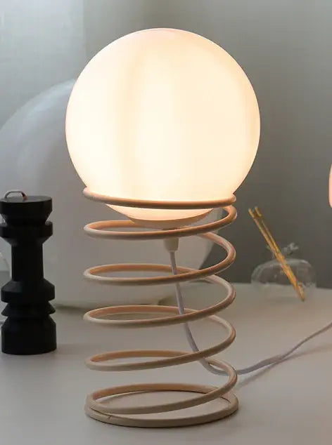 Bauhaus spring table lamp chrome and white glass bedroom light