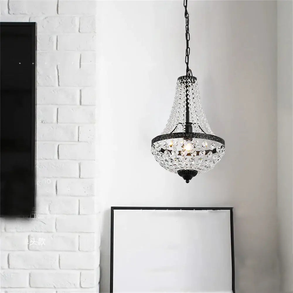 Decorbites iron art crystal chandelier dining room black metal light