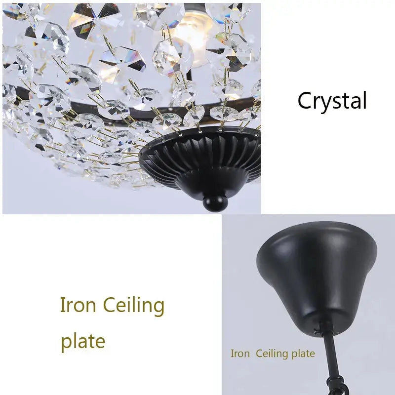 Decorbites iron art crystal chandelier dining room black metal light