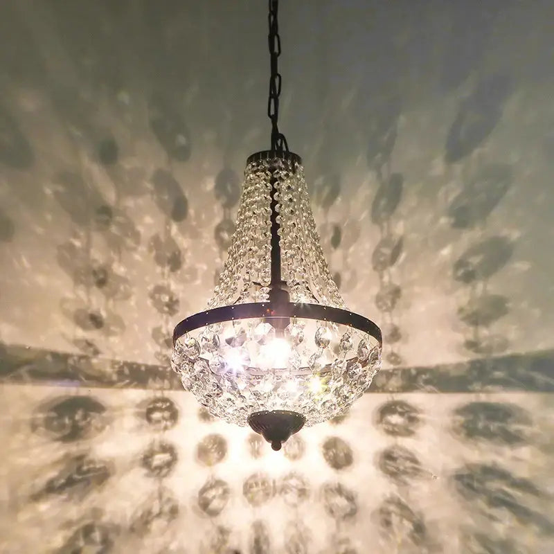 Decorbites iron art crystal chandelier dining room black metal light