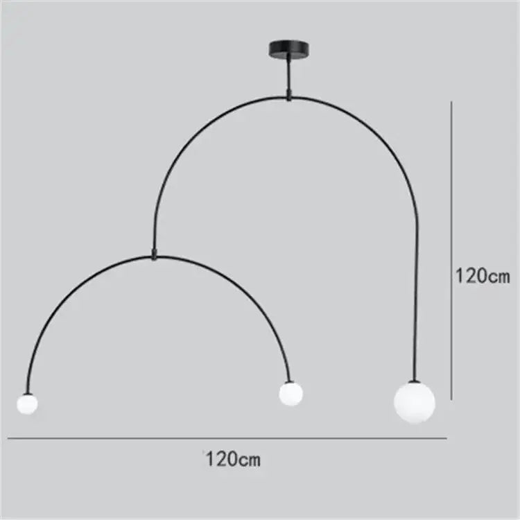 Decorbites iron balance black three bulb chandelier living room light