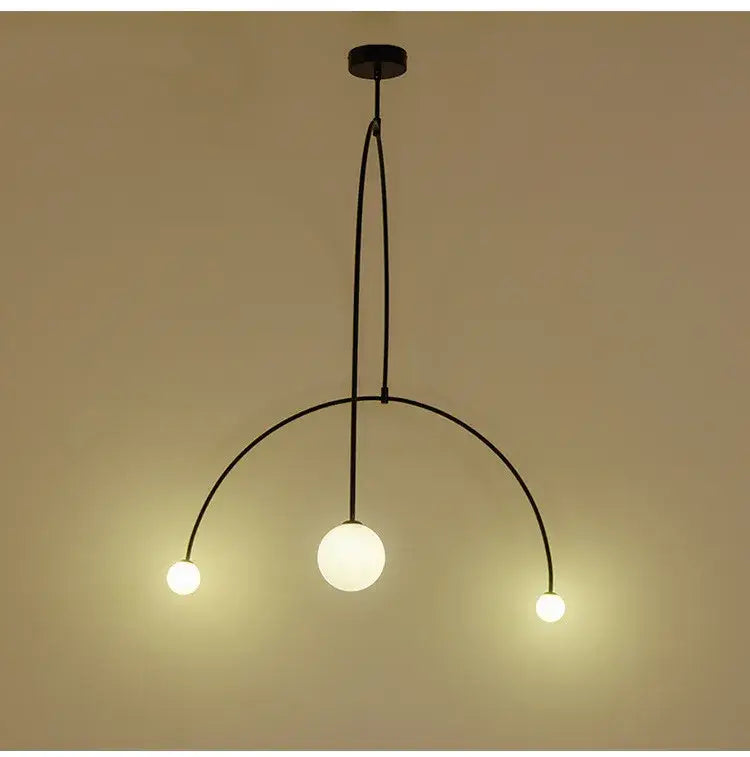 Decorbites iron balance black three bulb chandelier living room light