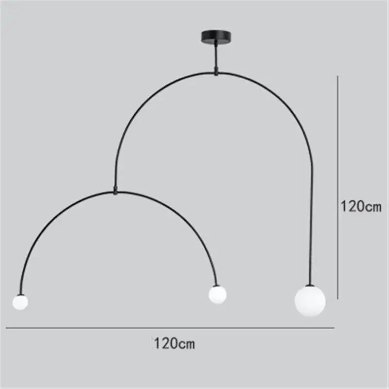 Decorbites iron balance black three bulb chandelier living room light