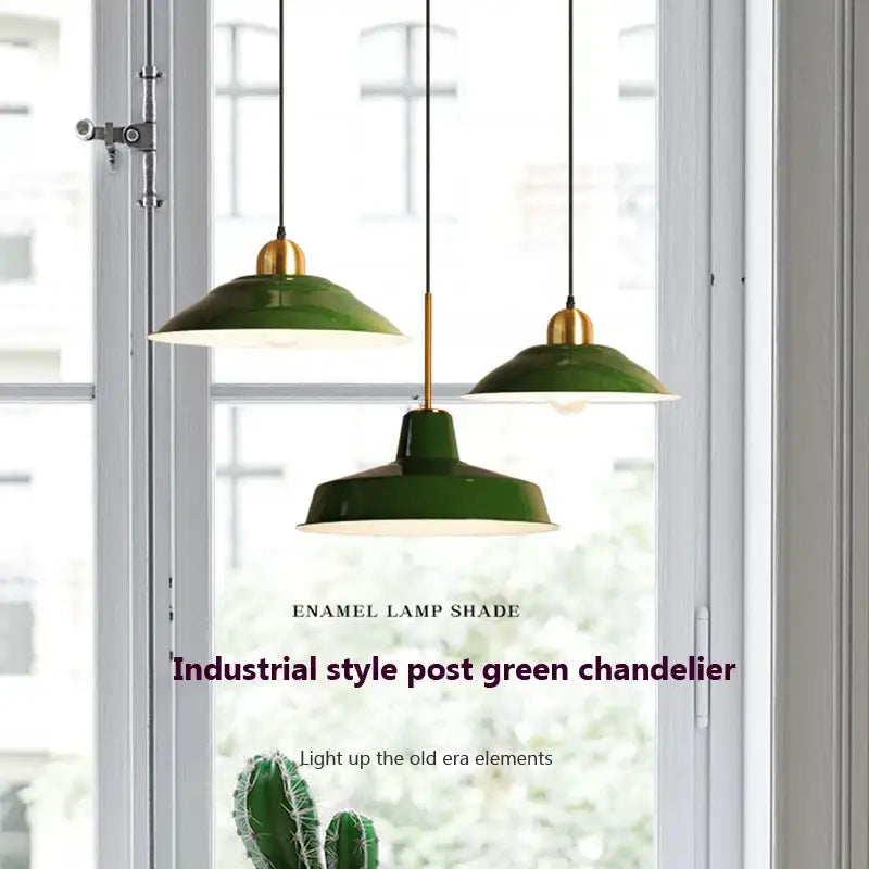 Decorbites iron industrial green enamel chandelier dining room light