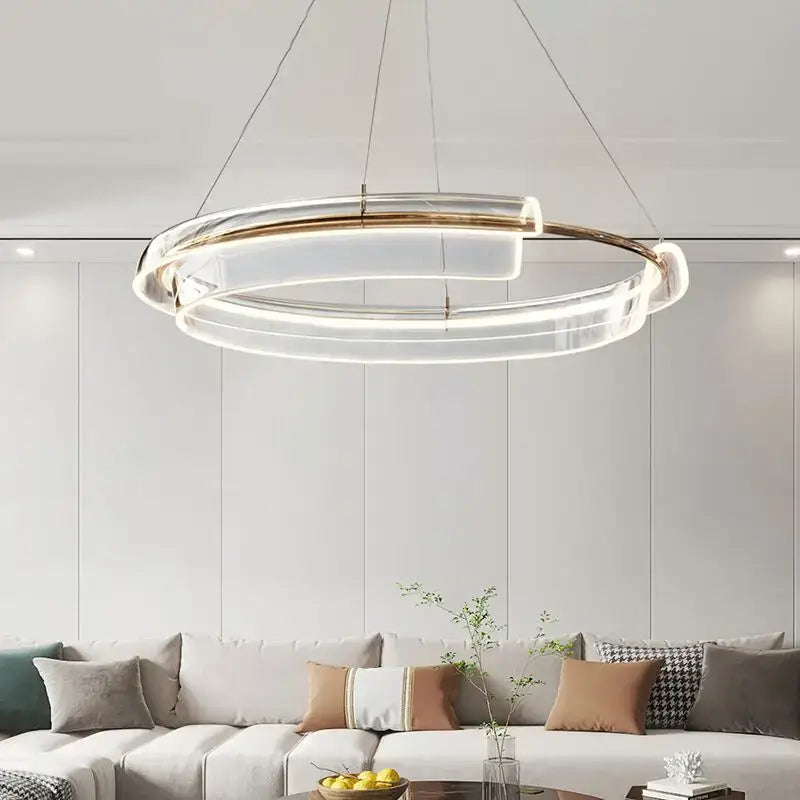 Decorbites italian minimalist gold double ring chandelier living room