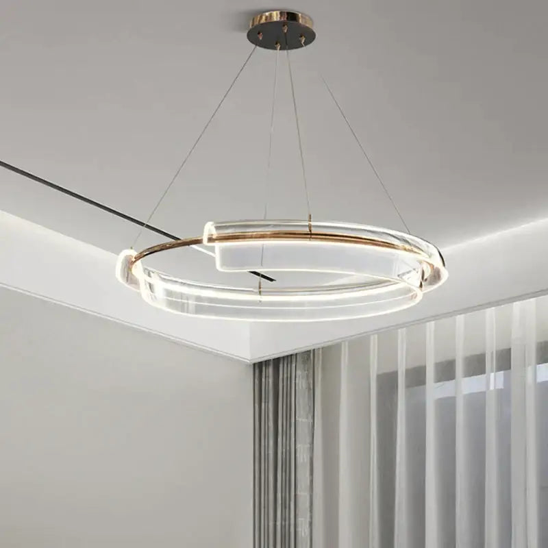 Decorbites italian minimalist gold double ring chandelier living room
