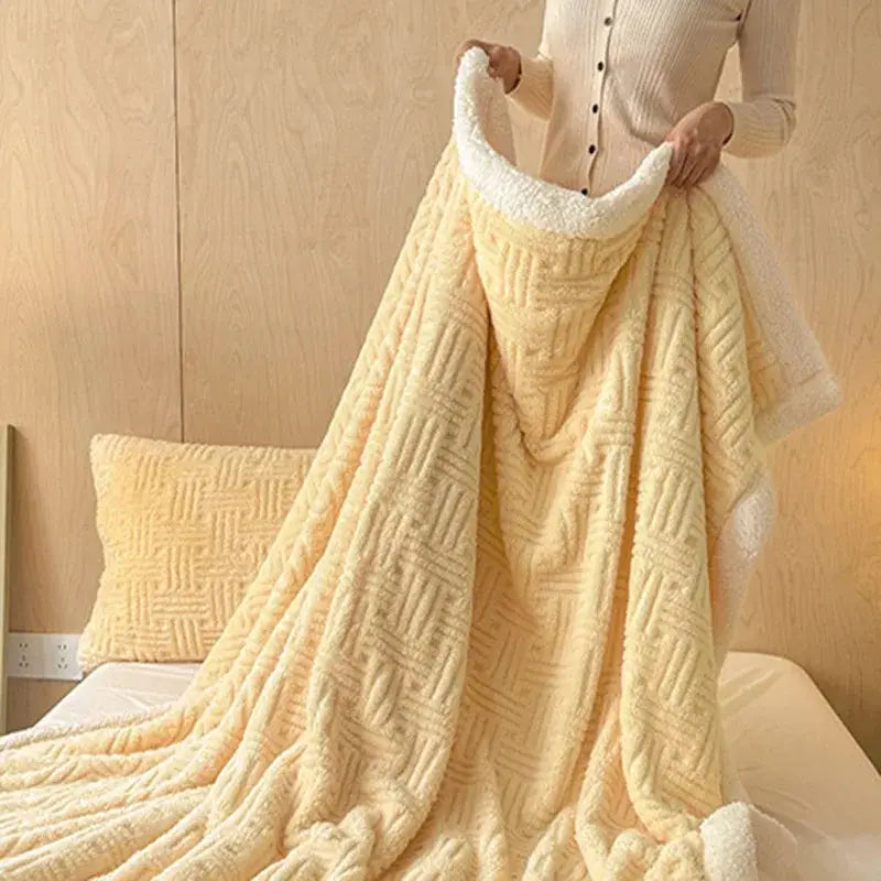 DecorBites™ Jacquard Lamb Wool Double-Layer Blanket for Cozy Comfort & Style