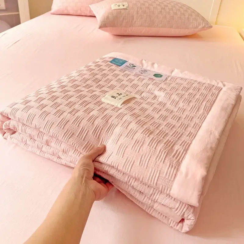 Decorbites jacquard summer cool blanket white & green bedroom quilt