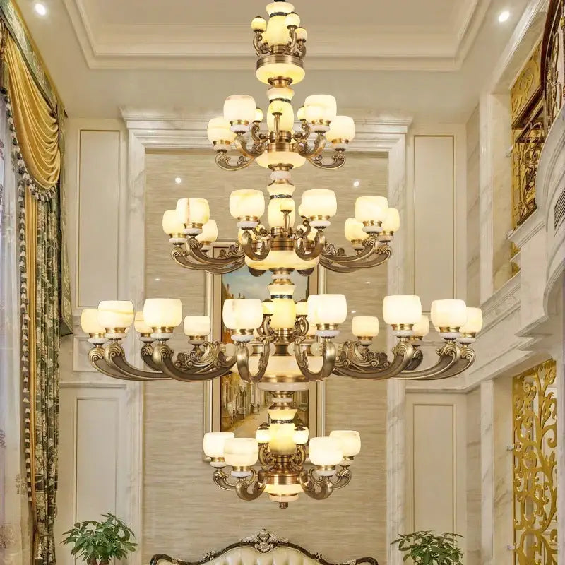Decorbites jade chandelier bronze living room multi tier glass lamp