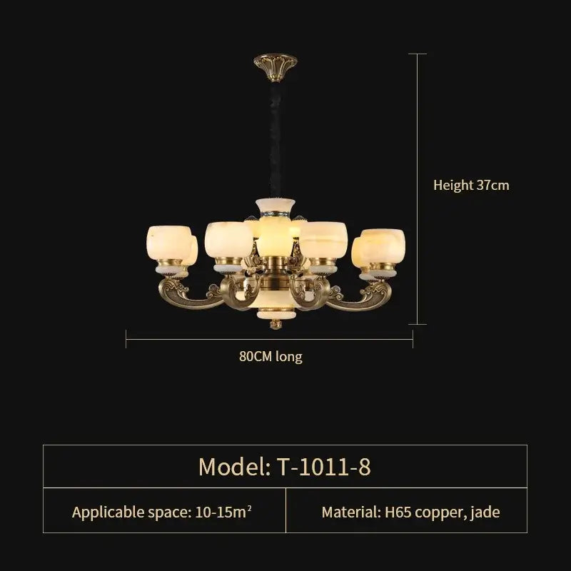 Decorbites jade chandelier bronze living room multi tier glass lamp