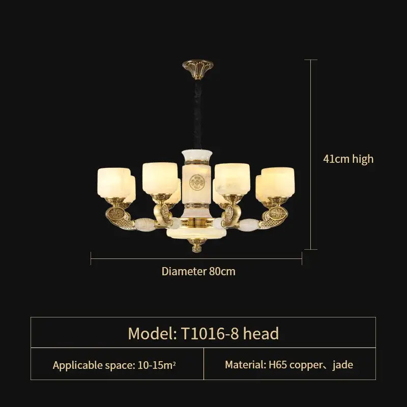 Decorbites jade copper chandelier for living room with opal glass shades