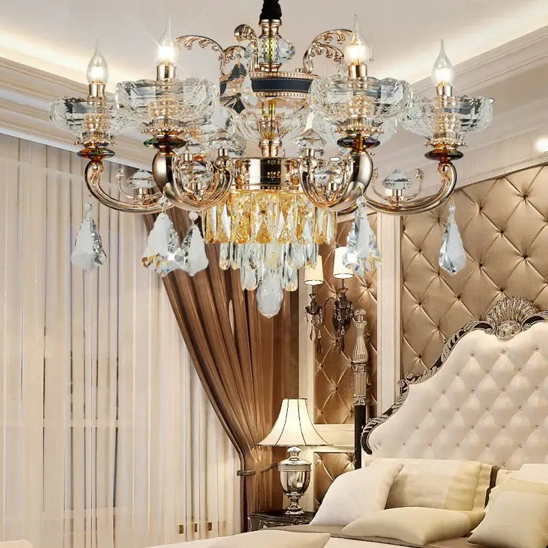 Decorbites jade crystal chandelier gold living room lamp
