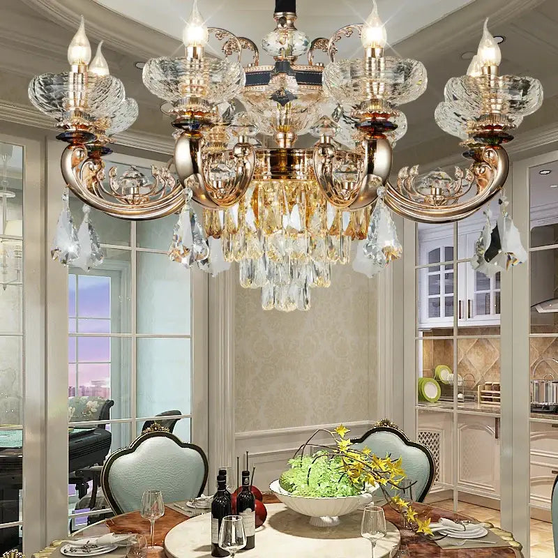 Decorbites jade crystal chandelier gold living room lamp