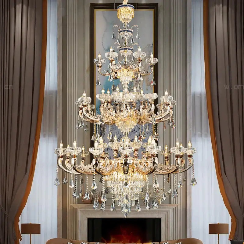Decorbites jade crystal chandelier gold living room lamp