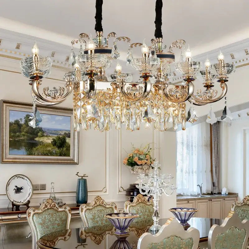 Decorbites jade crystal chandelier gold living room lamp
