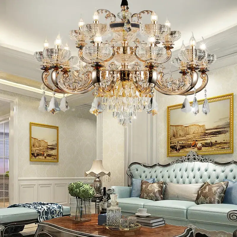 Decorbites jade crystal chandelier gold living room lamp